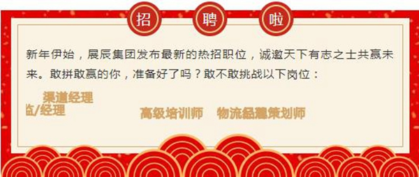 展辰集團一月熱招 | 啟航2019年新夢想