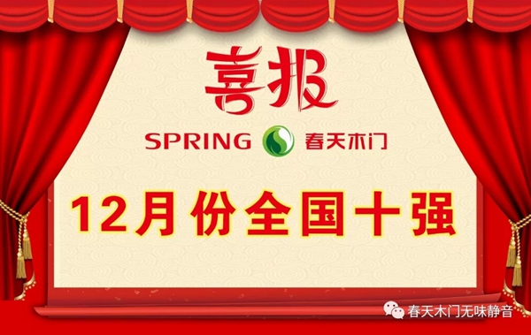春天木門2019年12月全國(guó)銷售十強(qiáng)