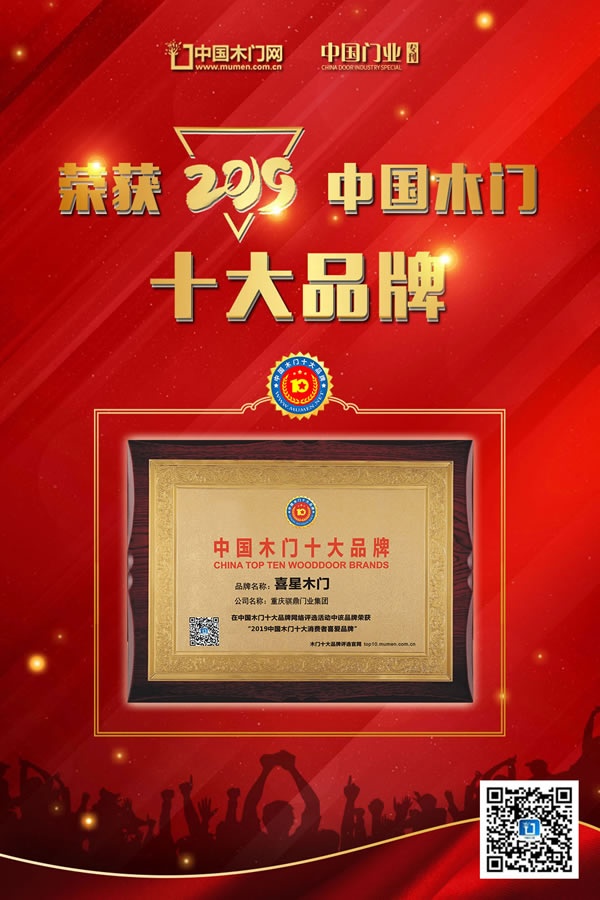 喜星木門榮獲2019年度消費者喜愛木門十大品牌