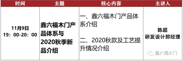 鑫六福木門十一月直播培訓(xùn)季即將開啟