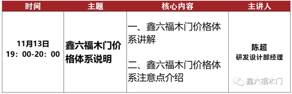 鑫六福木門十一月直播培訓(xùn)季即將開啟
