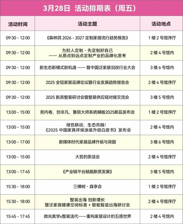 展會(huì)同期活動(dòng)② | 戰(zhàn)略轉(zhuǎn)型、渠道進(jìn)化、技術(shù)變革...50+論壇活動(dòng)，洞見(jiàn)2025 家居商機(jī)